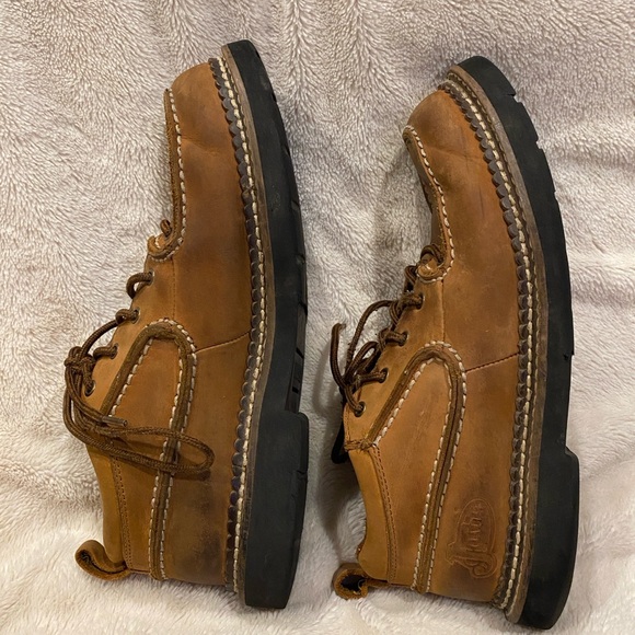 Men's Justin Leather Casual Moc Toe Lace-up Boots Shoes Brown Size 9.5 M GC - Picture 7 of 12